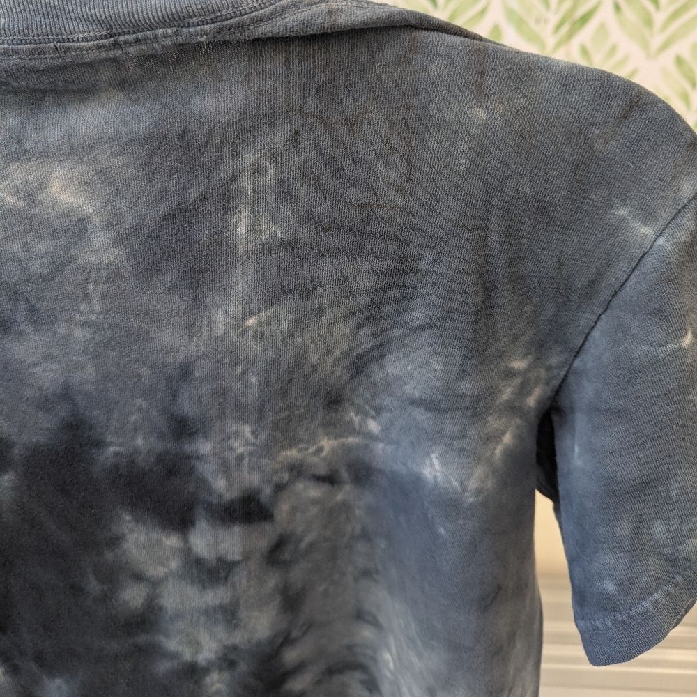 Liquid Blue Kiss Band Tee Small Y2K Ricker Chick 90 Tie Dye Gray Blue Relaxed - Picture 7 of 11